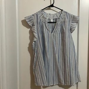 Blue and white stripped cap sleeve/ tank top NWOT